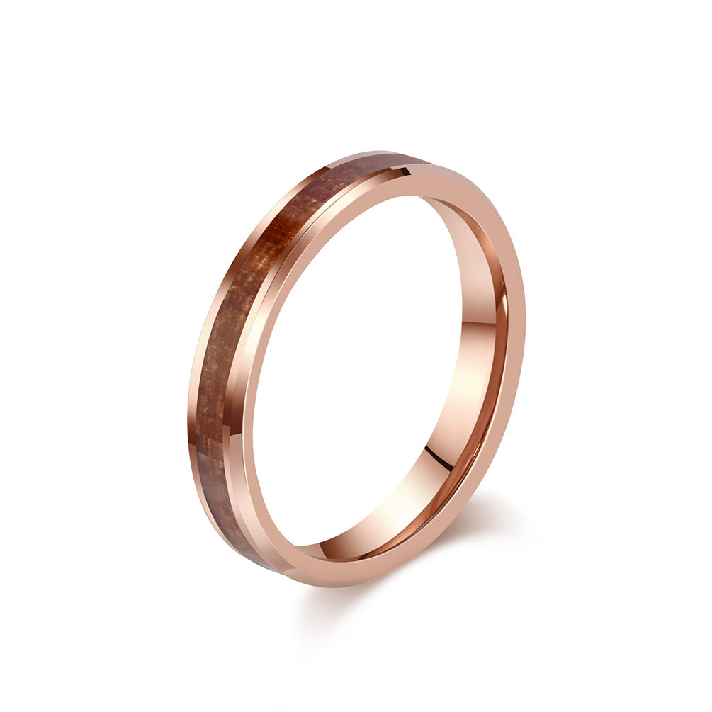 Wholesale Simple 468MM tungsten steel inlaid wood grain leather ring